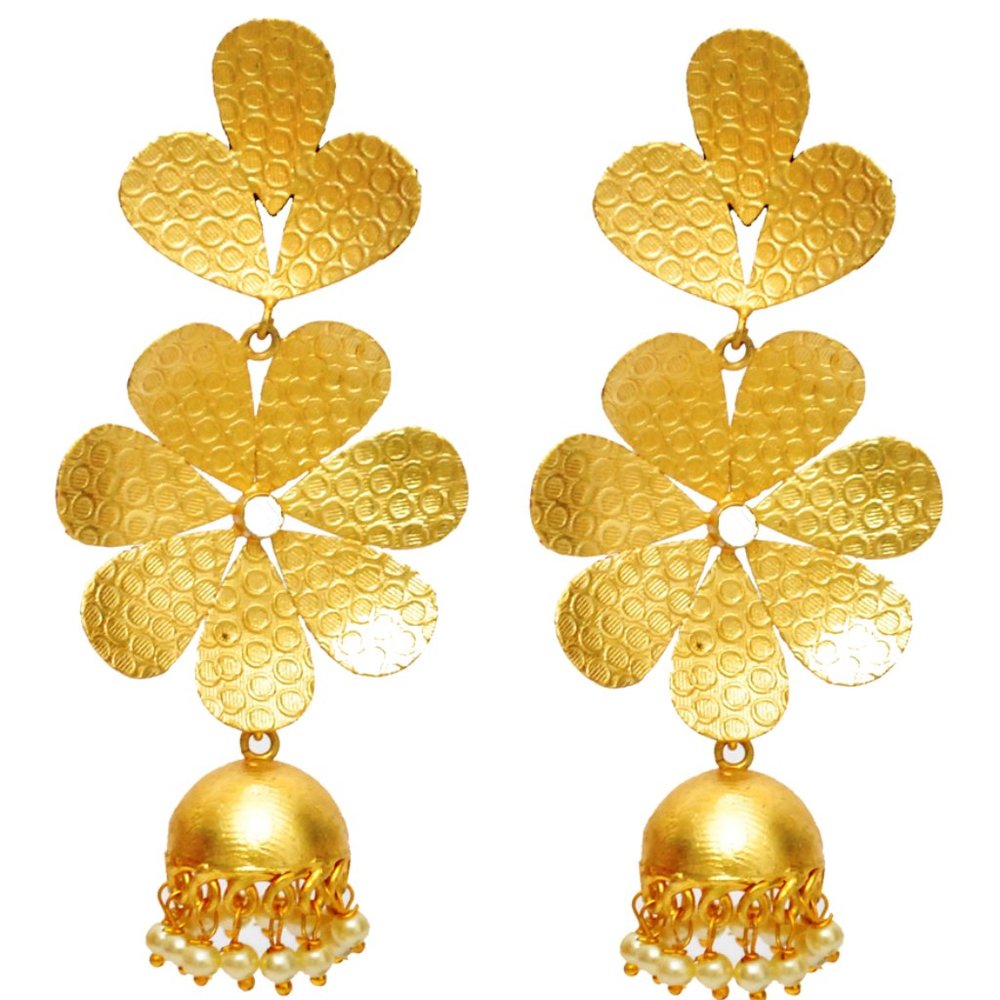 The Gold Floral Danglers